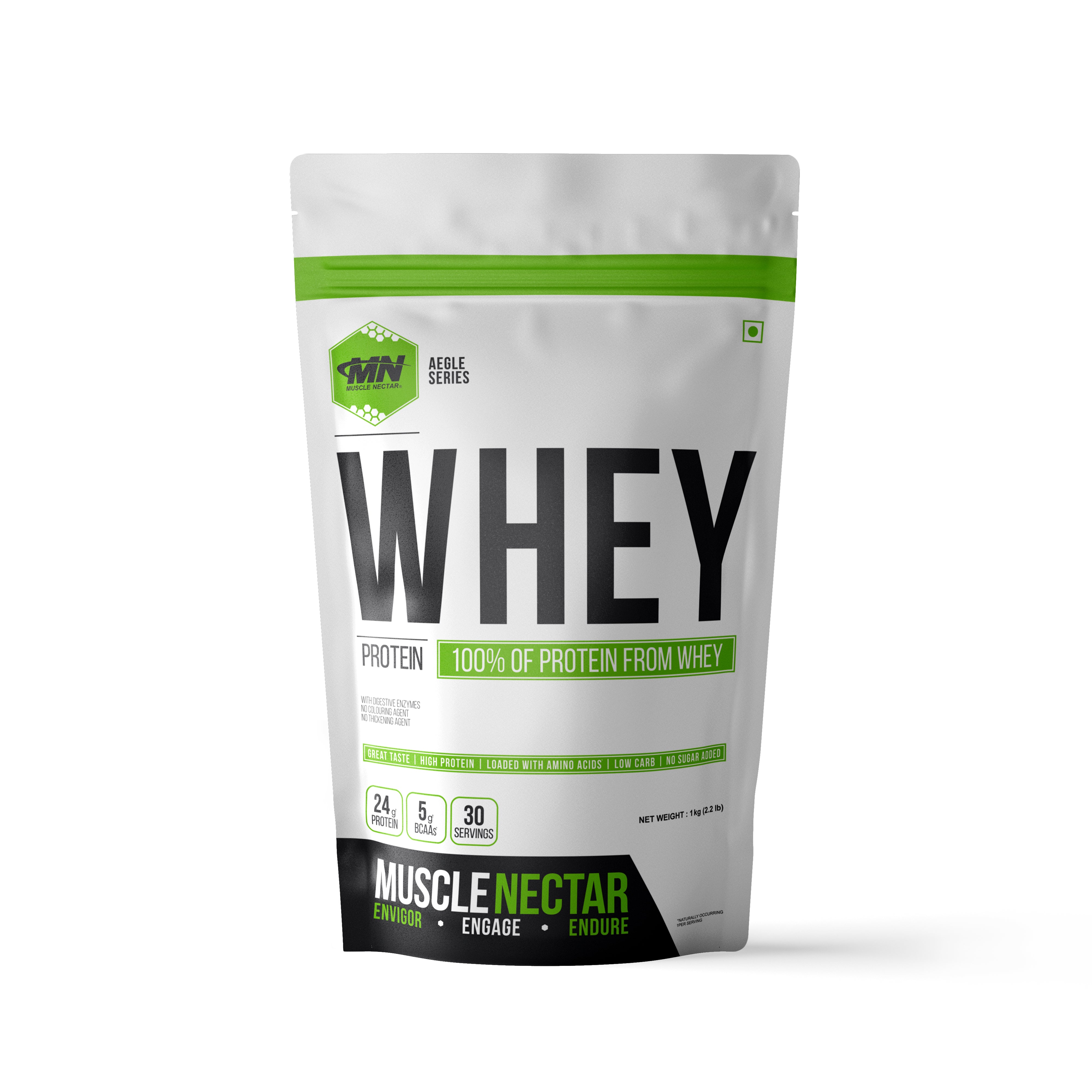 100% Whey Protein Powder (Blend of Concentrate & Isolate) with Digestive Enzymes