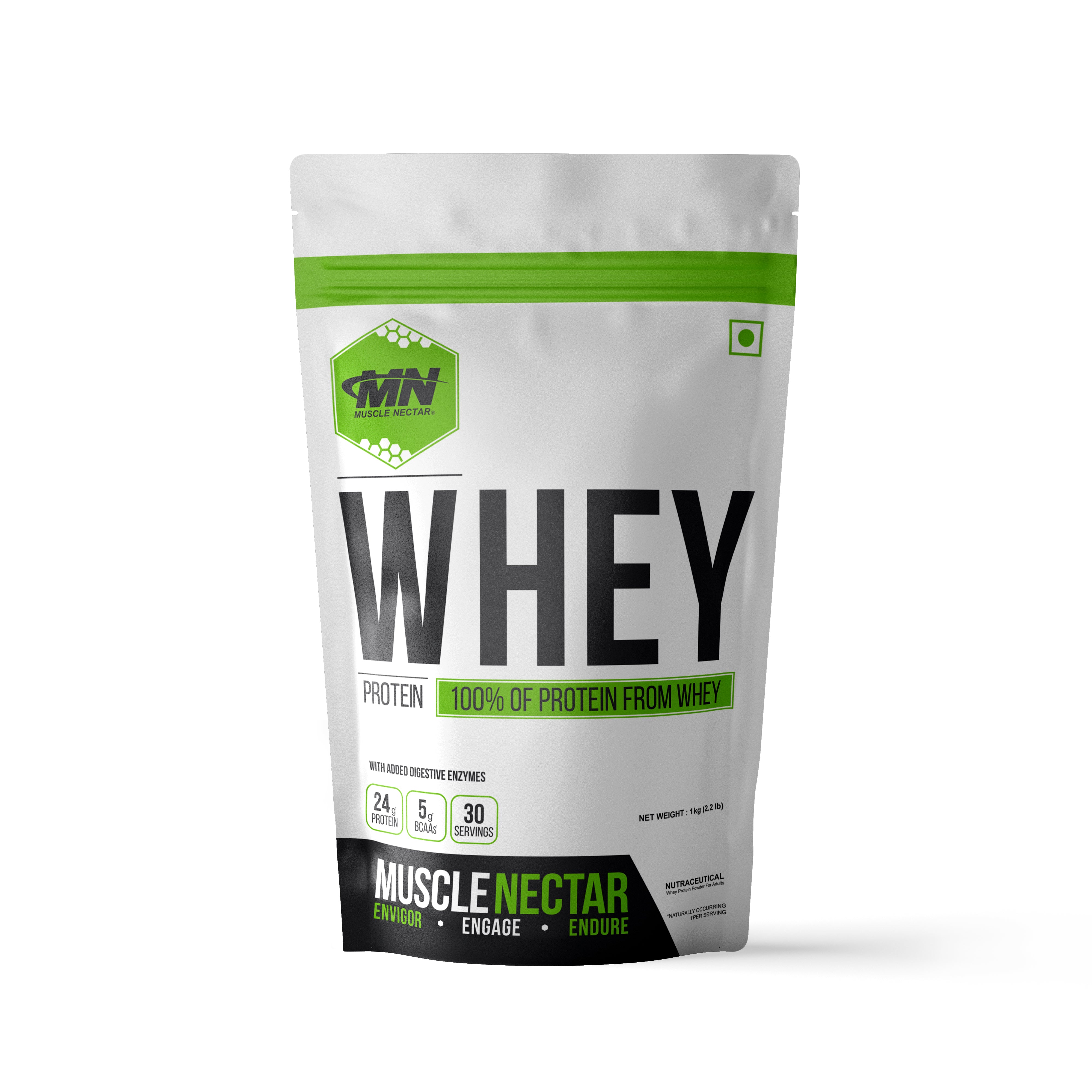 100% Whey Protein Powder (Blend of Concentrate & Isolate) with Digestive Enzymes