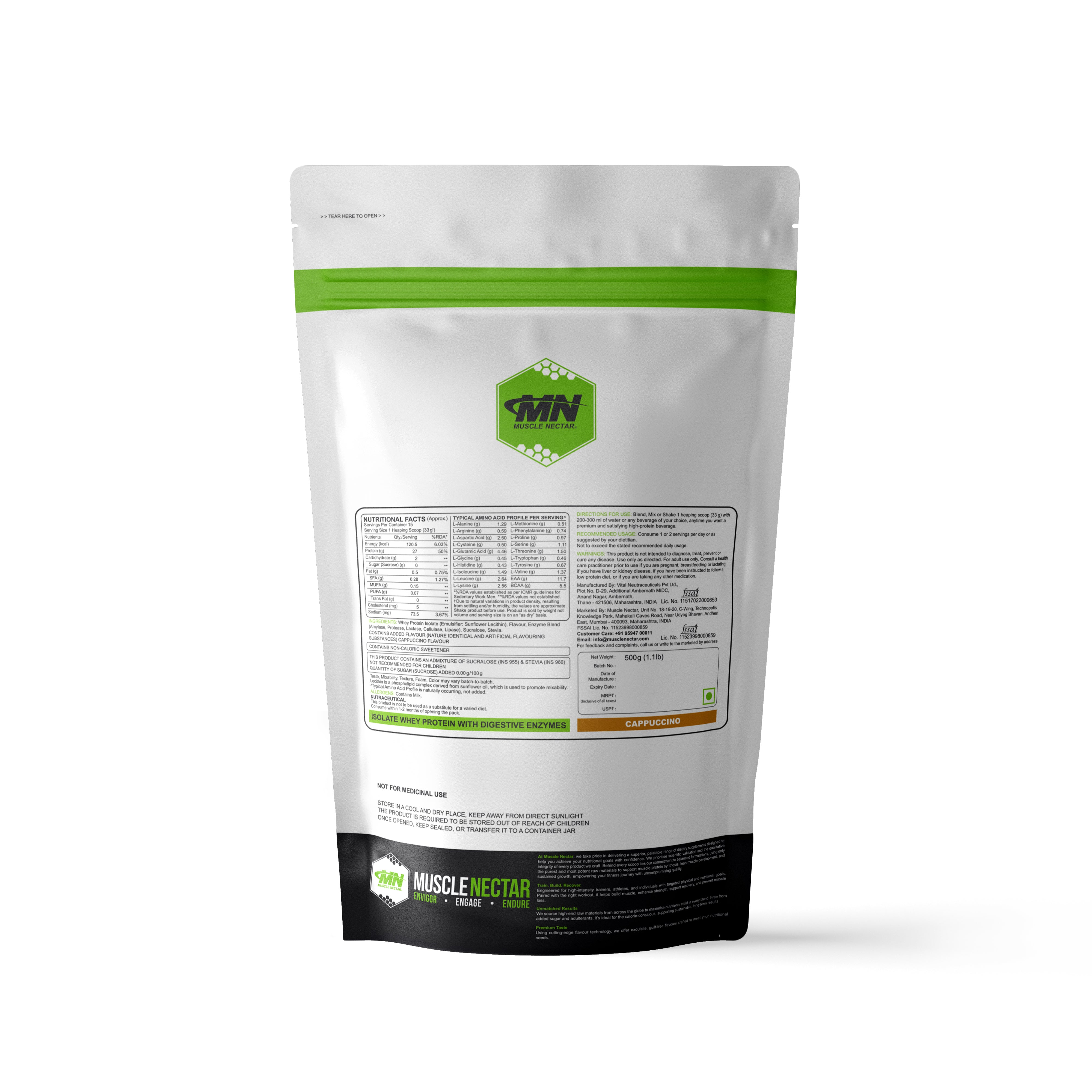 Muscle Nectar Whey Isolate - 27g Protein with Enzymes