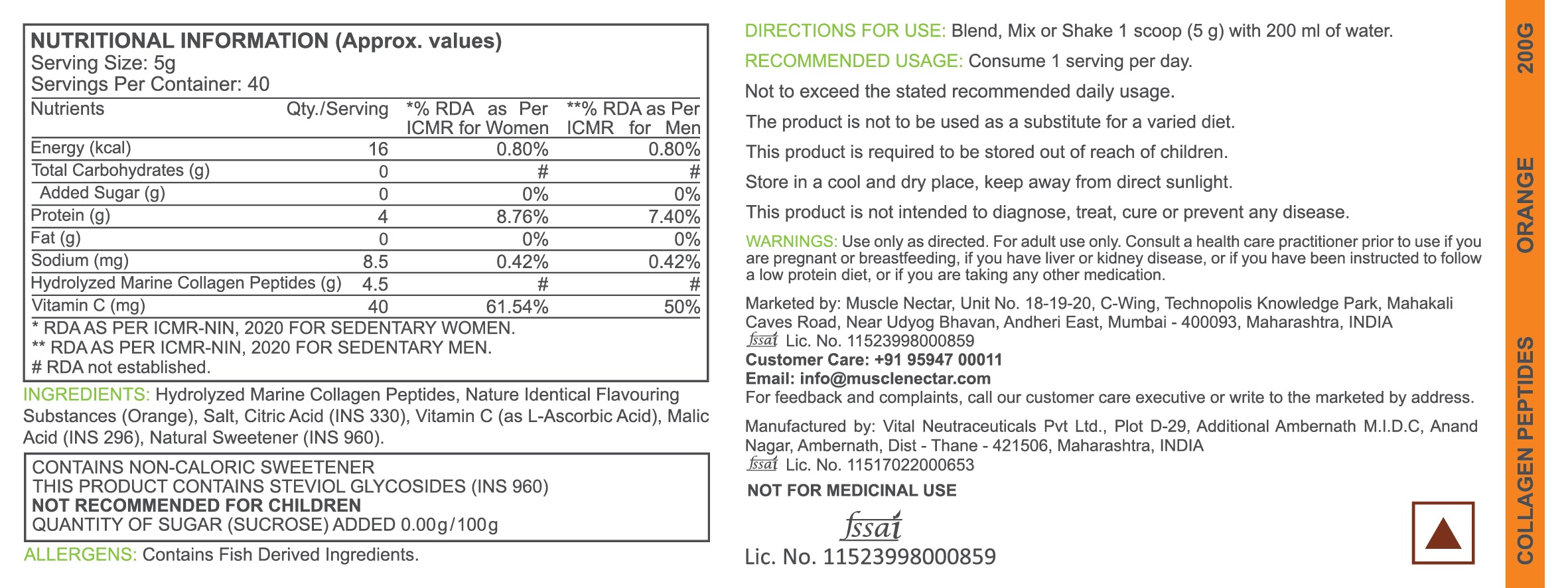 Muscle Nectar Marine Collagen Protein – Hydrolyzed Peptides