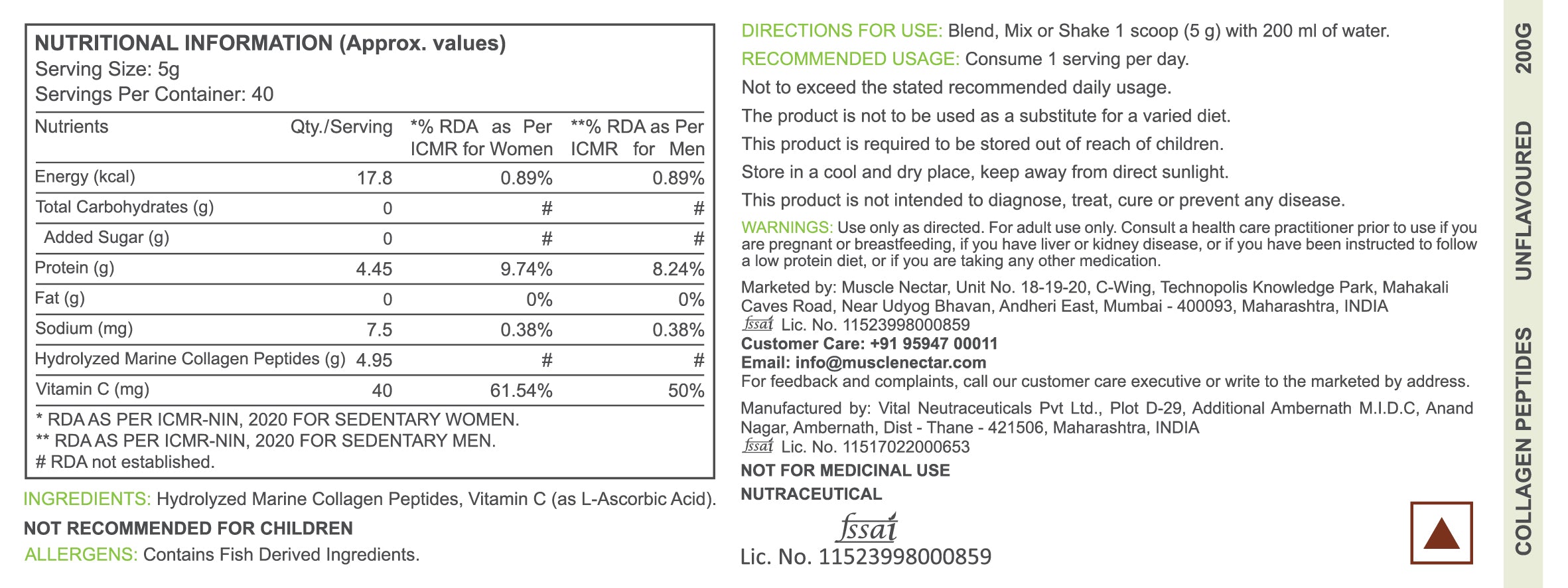 Muscle Nectar Marine Collagen Protein – Premium Hydrolyzed Peptides