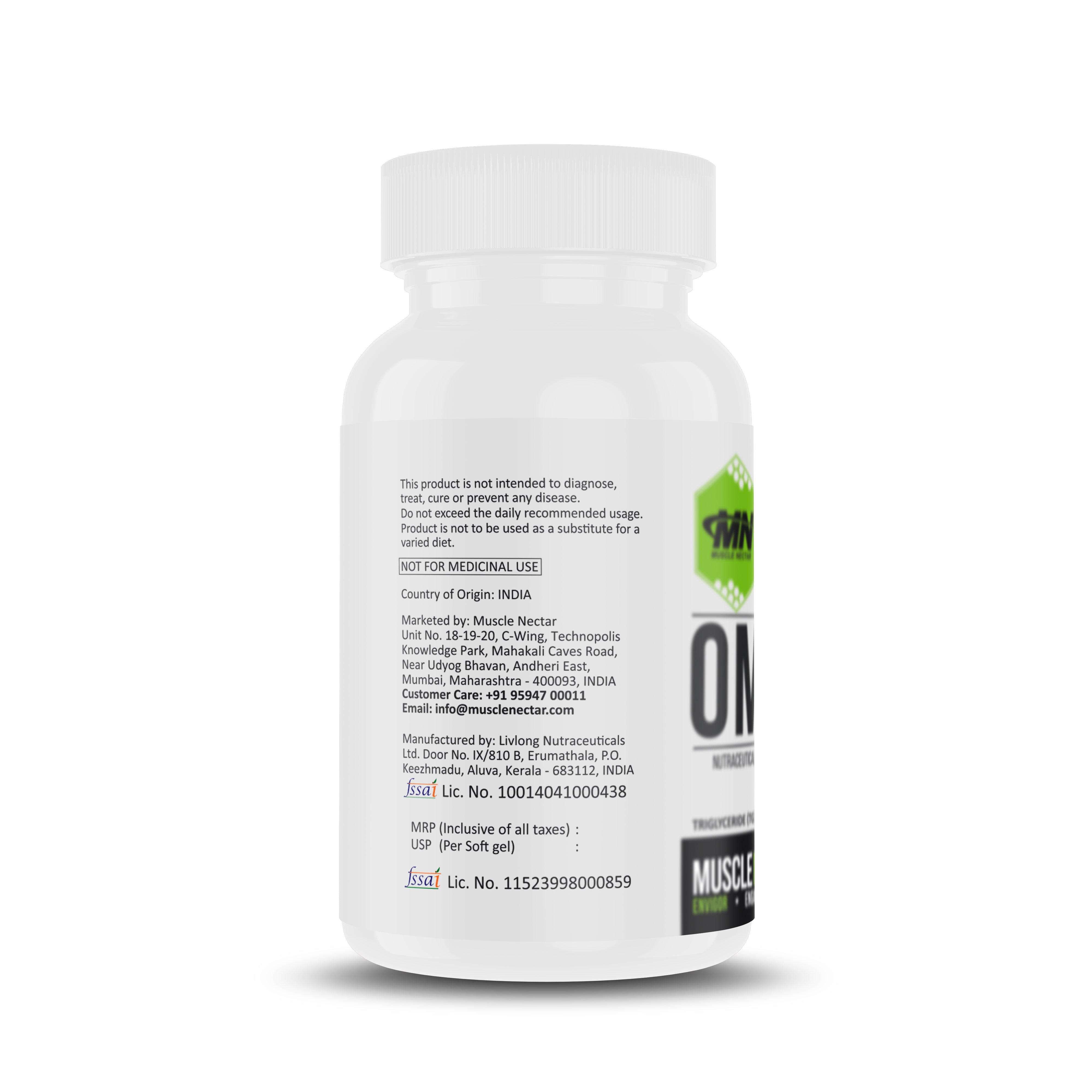 Muscle Nectar Omega-3 Fish Oil (TG Form) – 600mg EPA + DHA