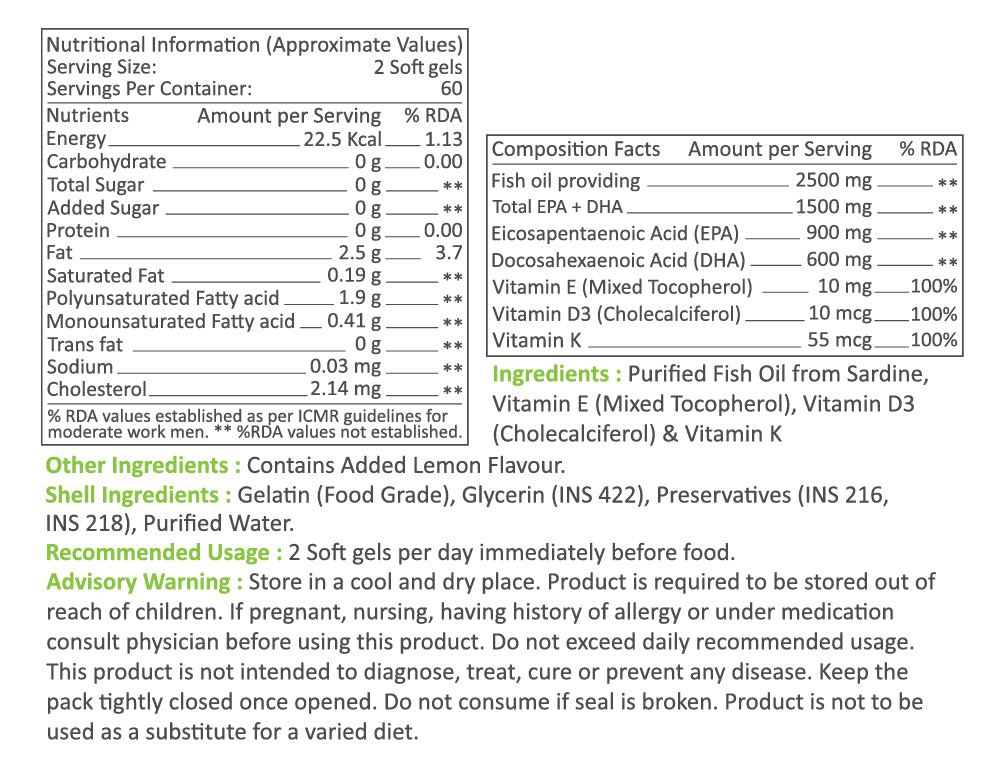 Triple Strength Purified Omega 3 Fish Oil, Ethyl Ester (EE) Form