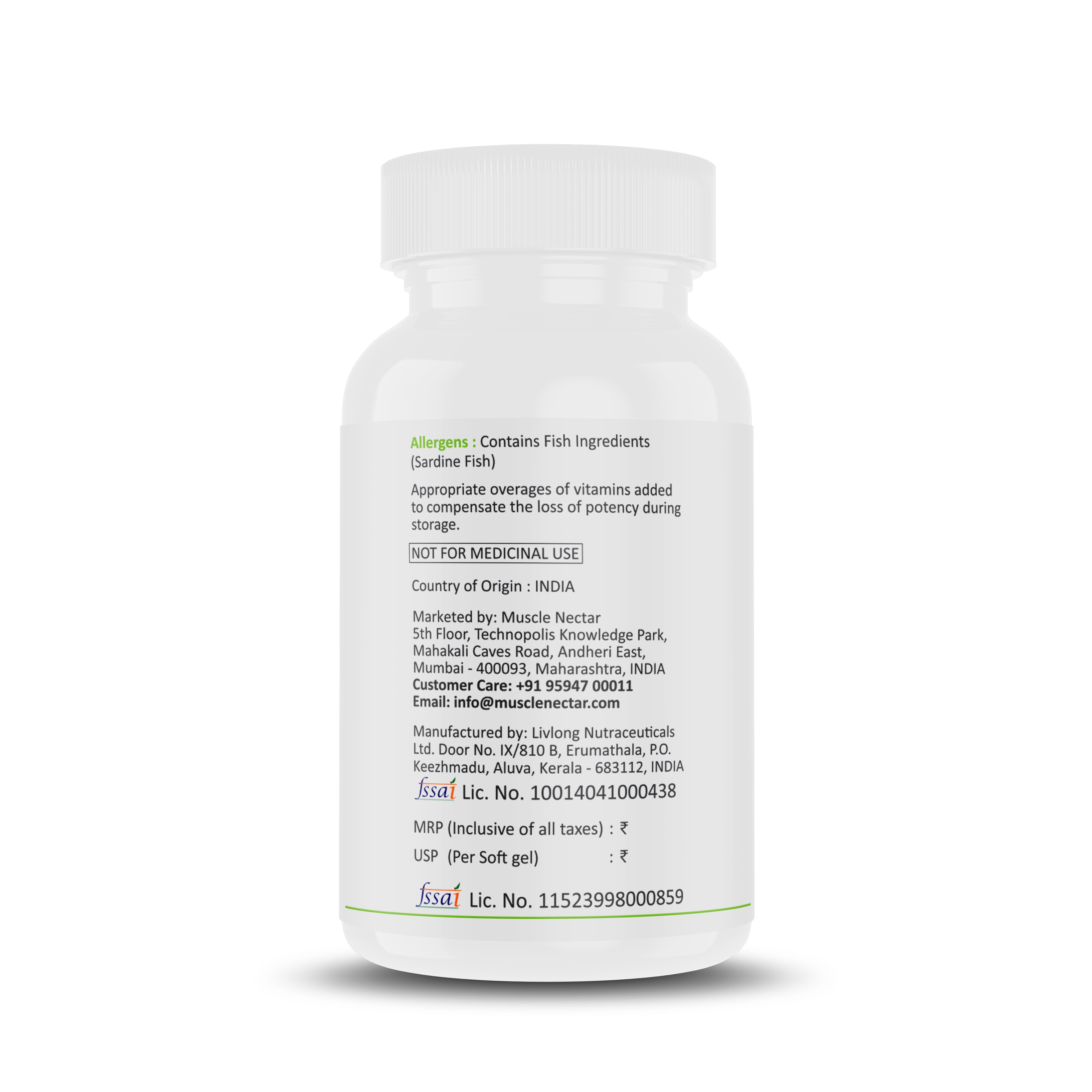 Triple Strength Purified Omega 3 Fish Oil, Ethyl Ester (EE) Form