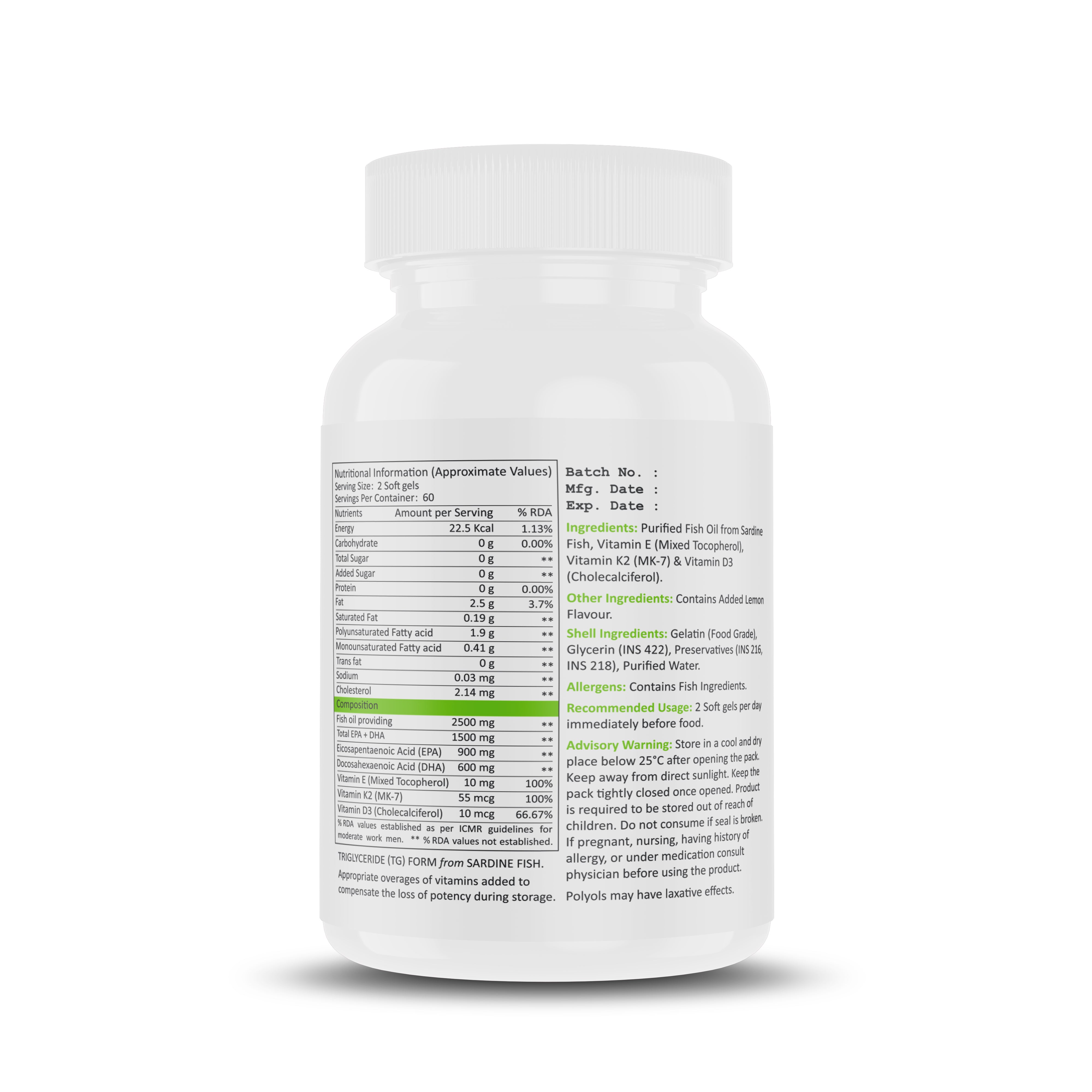 Triple Strength Purified Omega 3 Fish Oil