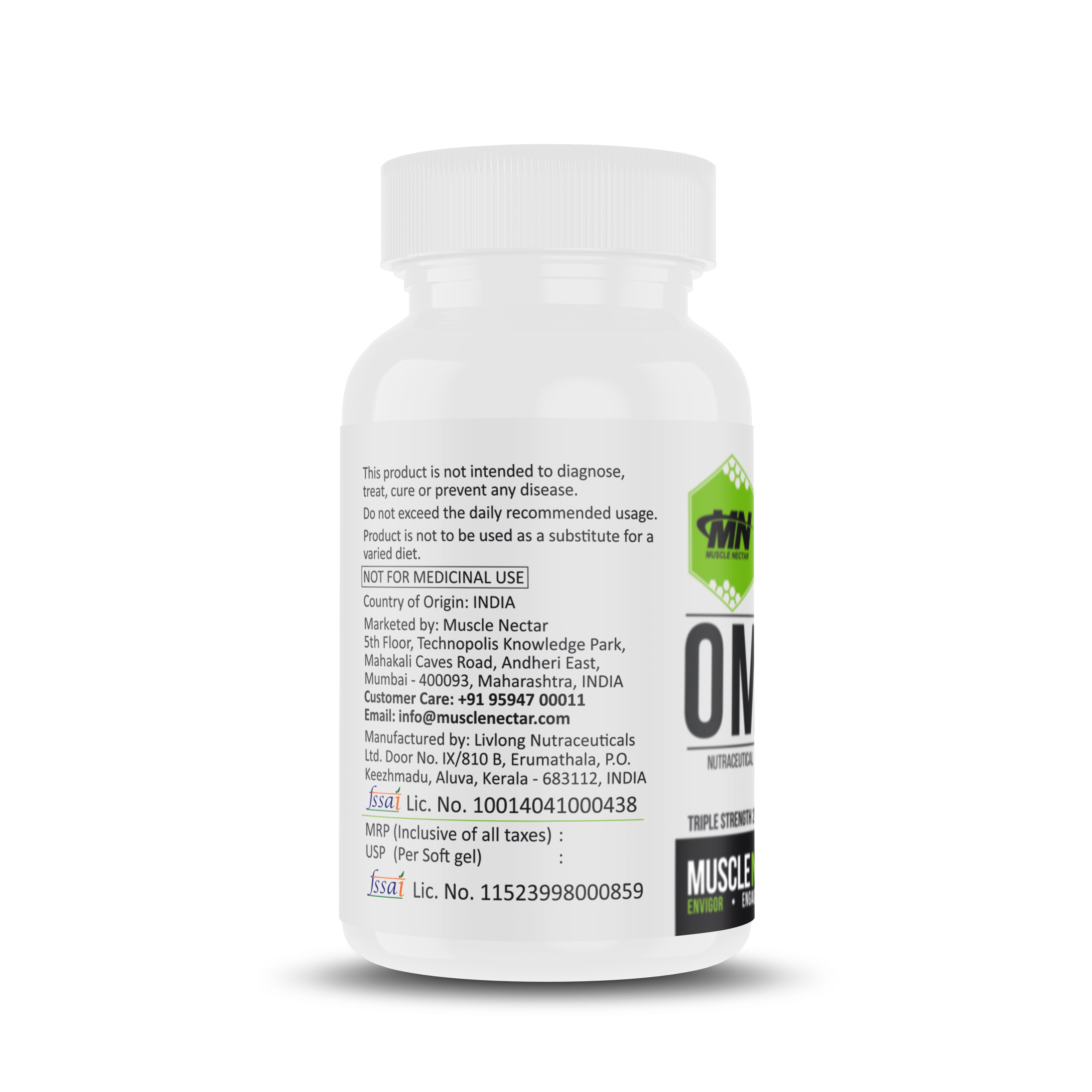 Triple Strength Purified Omega 3 Fish Oil 2500mg, Triglyceride (TG) Form