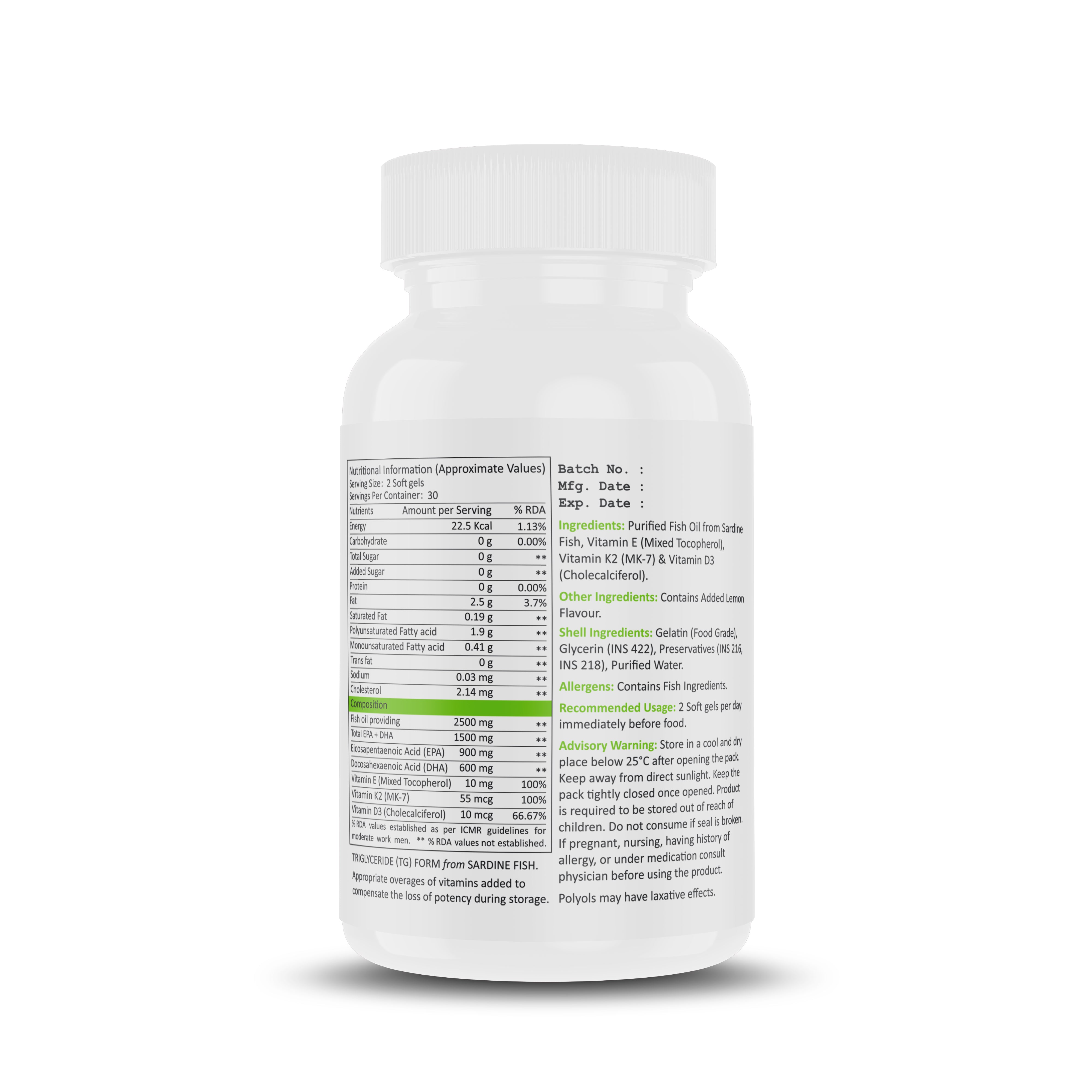 Triple Strength Purified Omega 3 Fish Oil