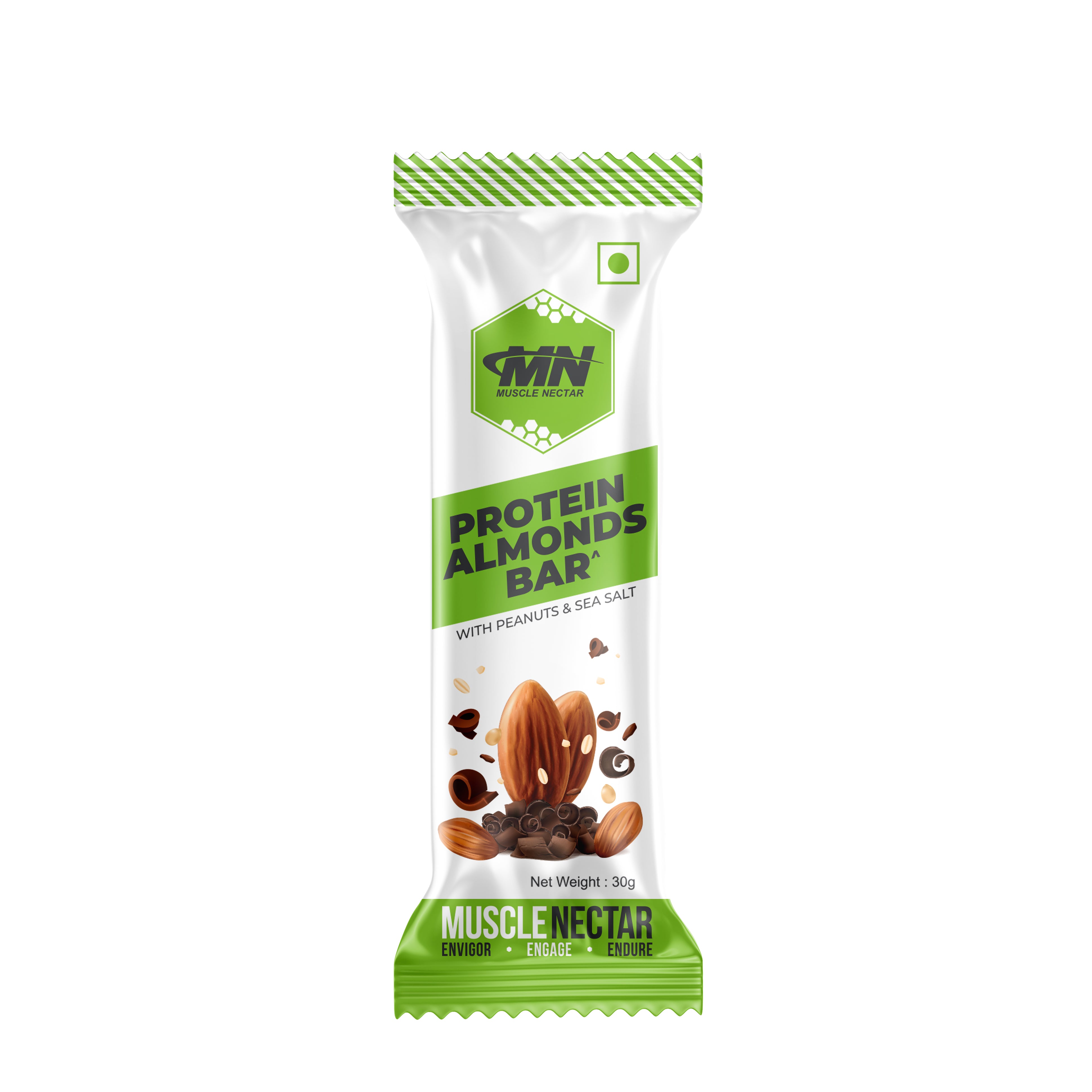 Protein Almonds Bar – Peanuts & Sea Salt | 50% Almonds | Muscle Nectar