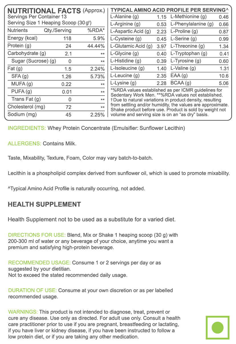 Raw Whey Protein Concentrate Unflavored, 400g (Trial Pack)