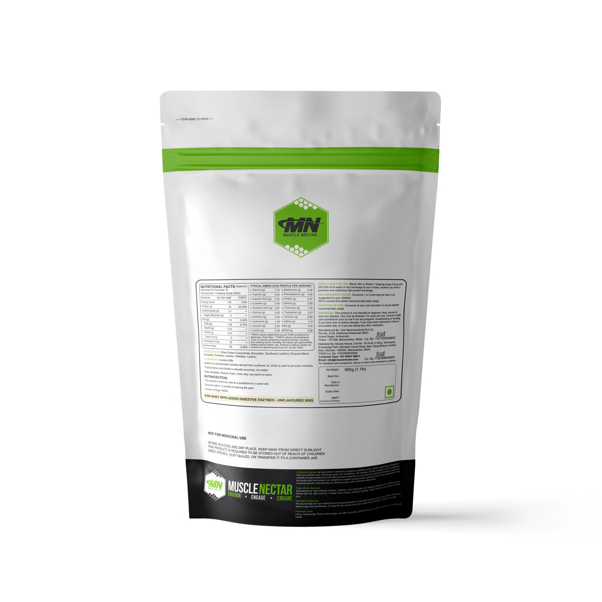 Raw Whey Protein Concentrate - 24g Protein with Digestive Enzymes