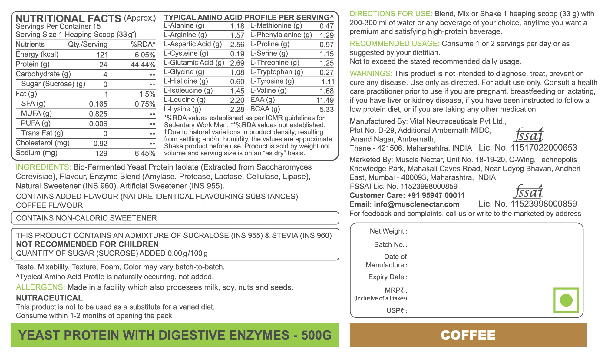 Bio-Fermented Yeast Protein Isolate - 24g Protein with Enzymes
