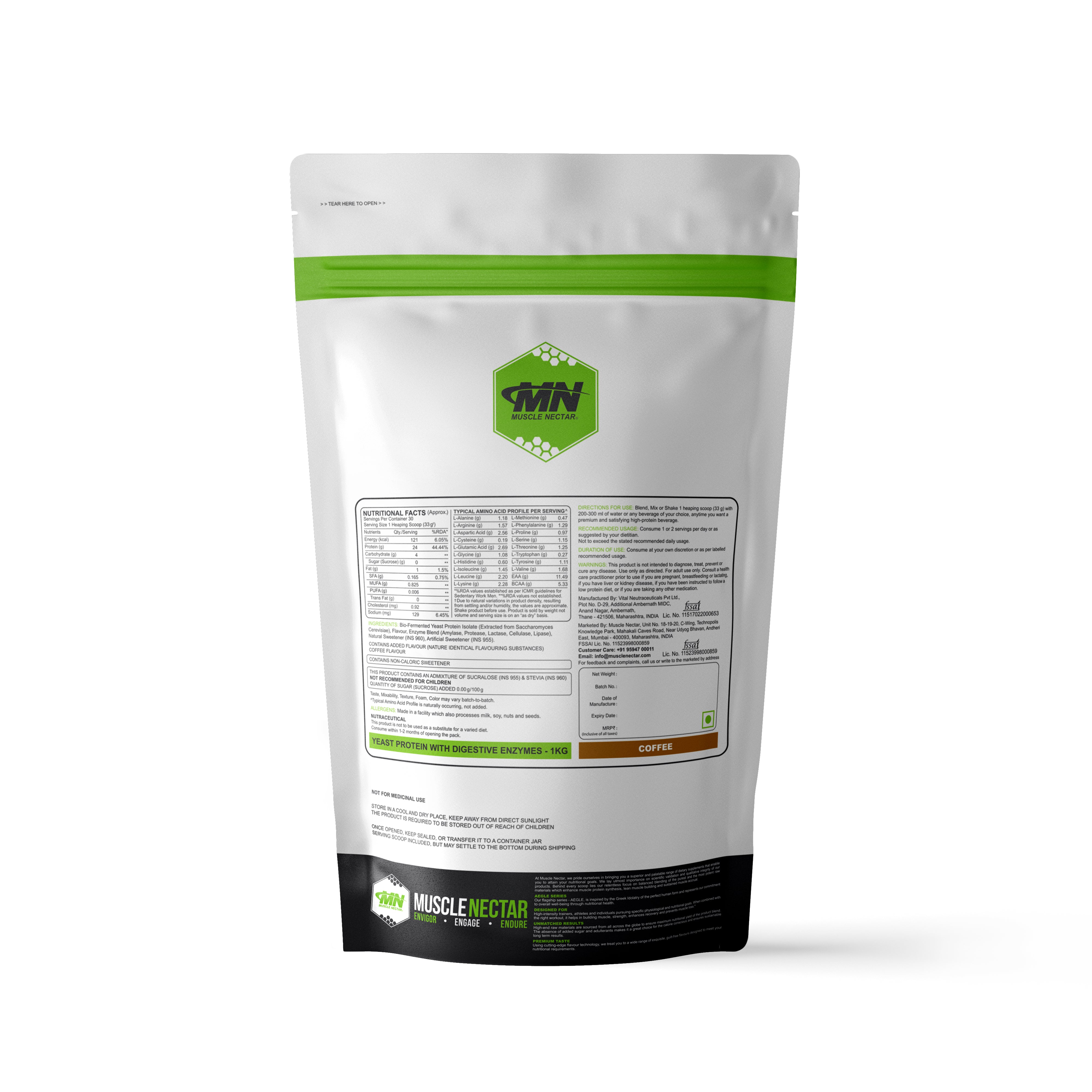 Bio-Fermented Yeast Protein Isolate - 24g Protein with Enzymes