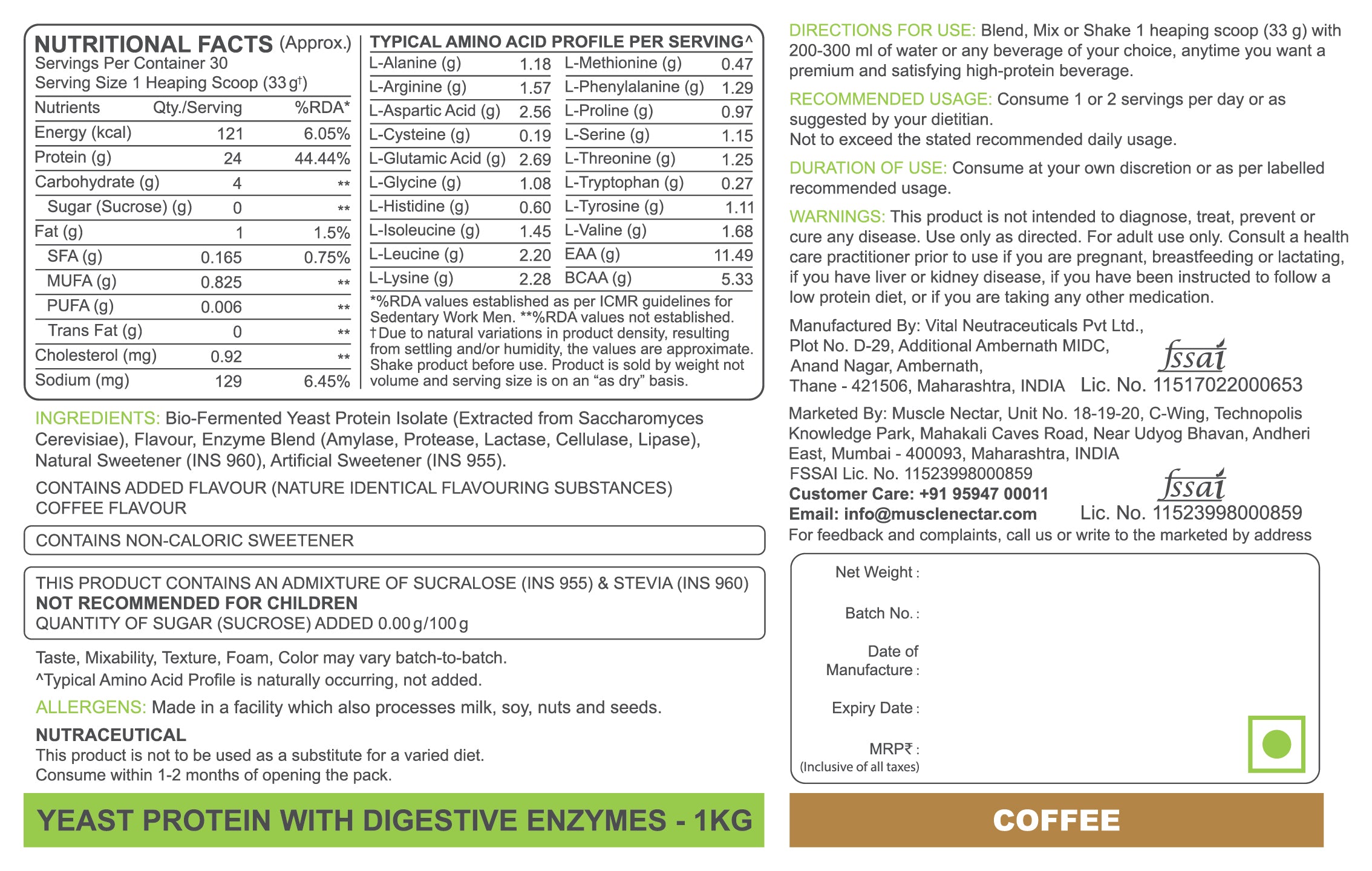 Bio-Fermented Yeast Protein Isolate - 24g Protein with Enzymes