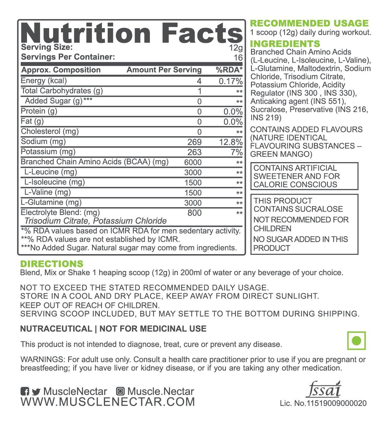 BCAA + Glutamine - Muscle Nectar