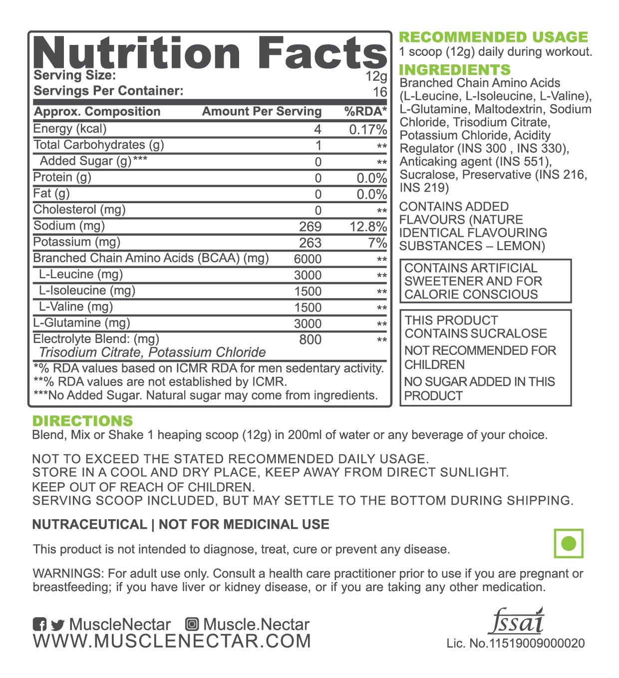 BCAA + Glutamine - Muscle Nectar