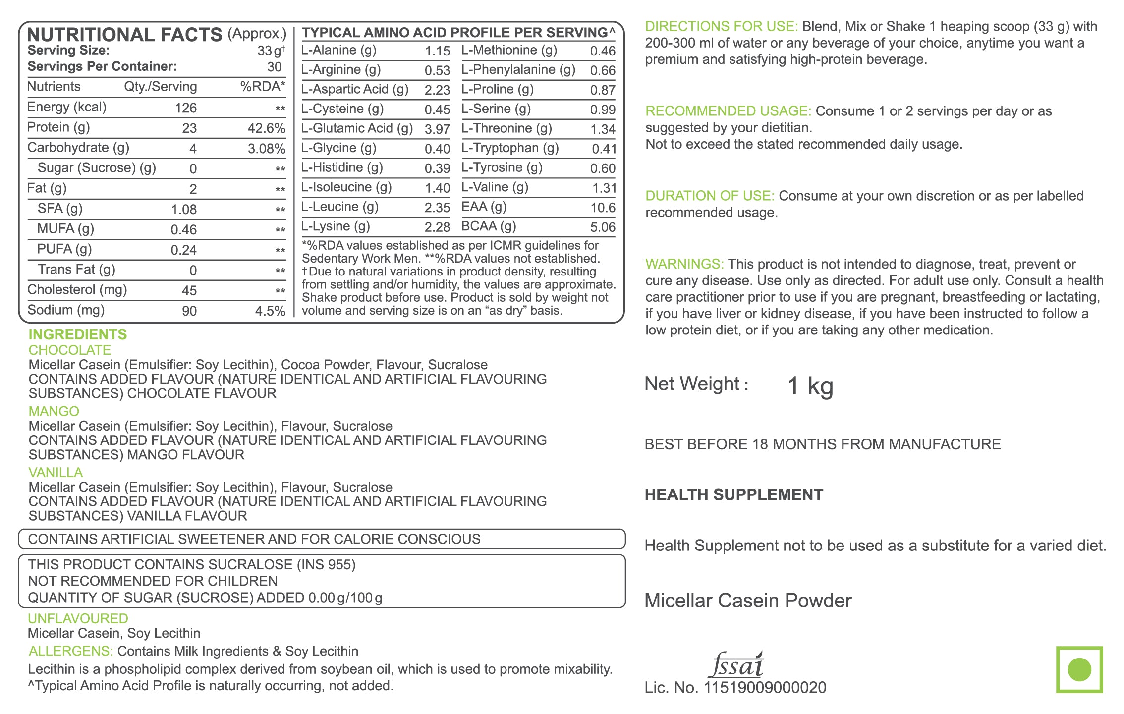 Micellar Casein (Slow Release Protein)