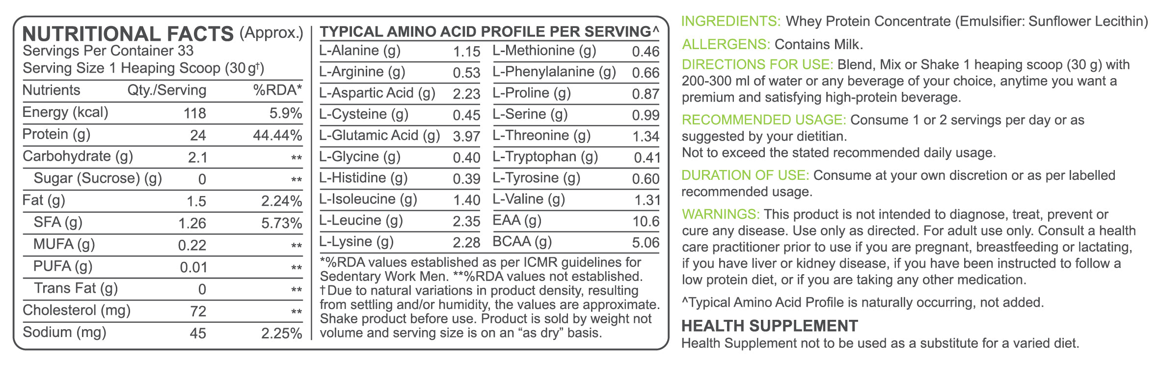 Raw Whey Protein Concentrate, Unflavored