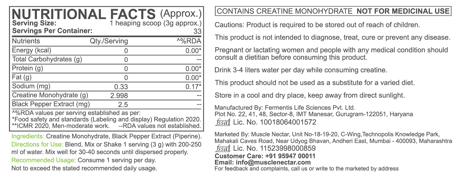 Muscle Nectar Creatine Monohydrate – Micronized Creatine