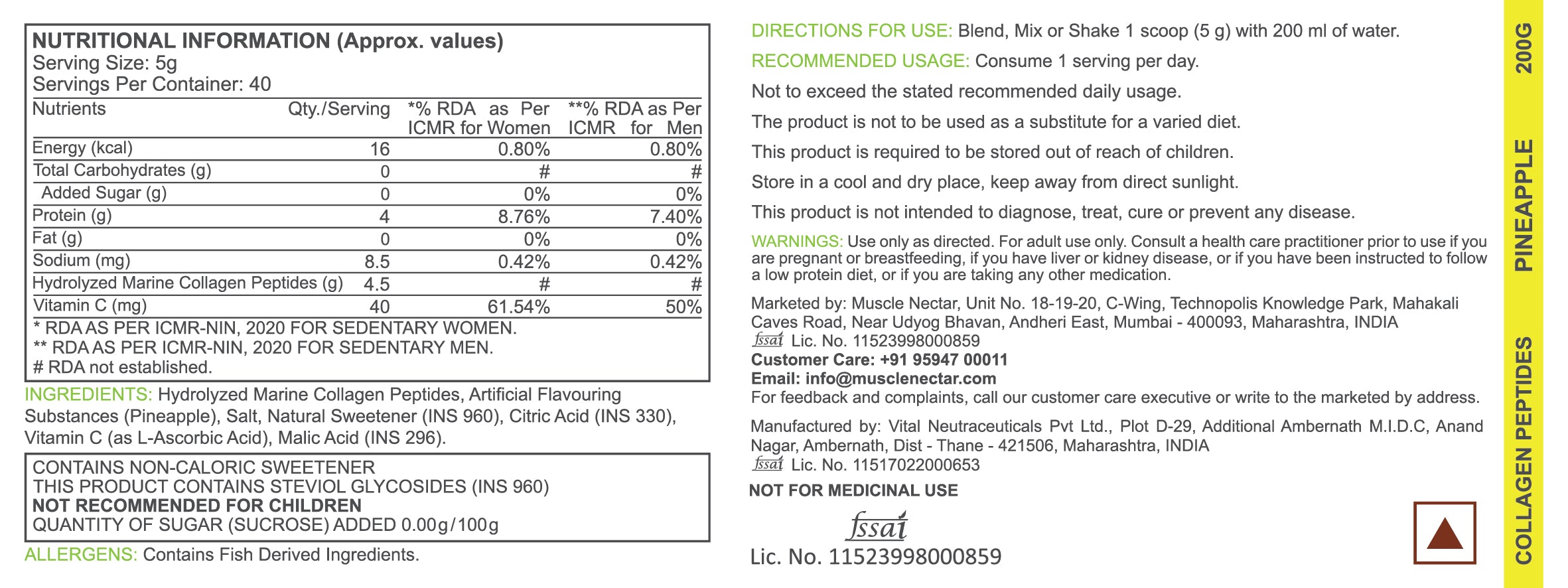 Muscle Nectar Marine Collagen Protein – Hydrolyzed Peptides