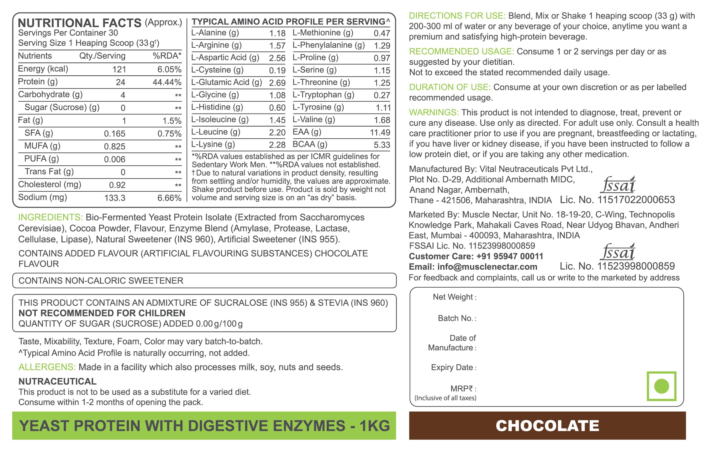 Bio-Fermented Yeast Protein Isolate - 24g Protein with Enzymes