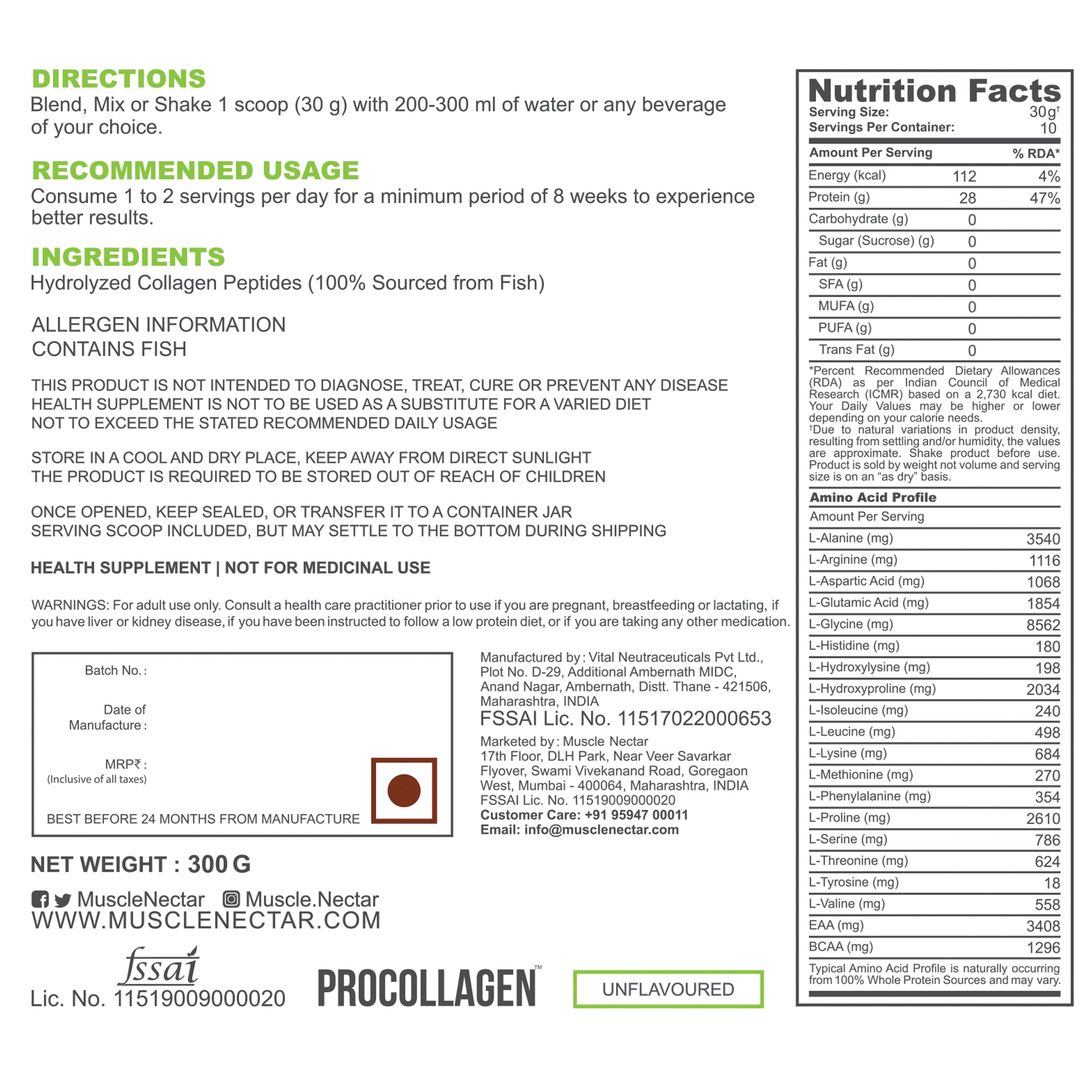 PROCOLLAGEN®, Hydrolyzed Collagen Peptides Protein, 300g (Trial Pack)